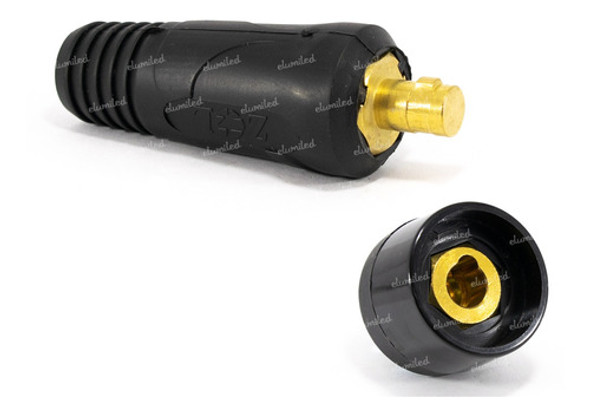 2 Conectores Borne Soldadora Macho Hembra 13mm Negros 500a 0