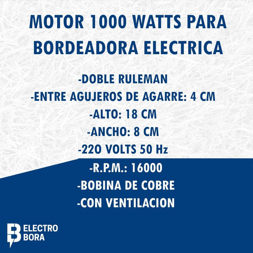 Motor Bordeadora Eléctrica 1000 Watts Reales Doble Ruleman 1