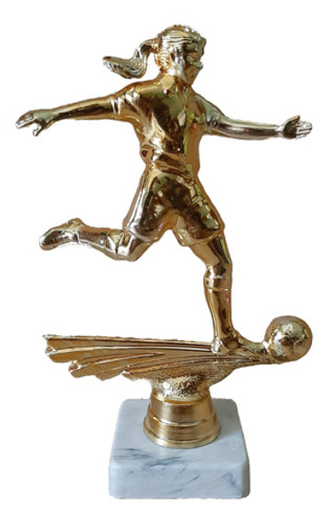 Set X4 Trofeo Plástico Futbol Femenino Dorado 14cm Souvenir 0