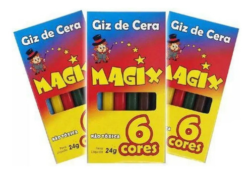 Kit 100 Cxs Giz De Cera 6 Cores 24g Prenda Brinde Escolar 0