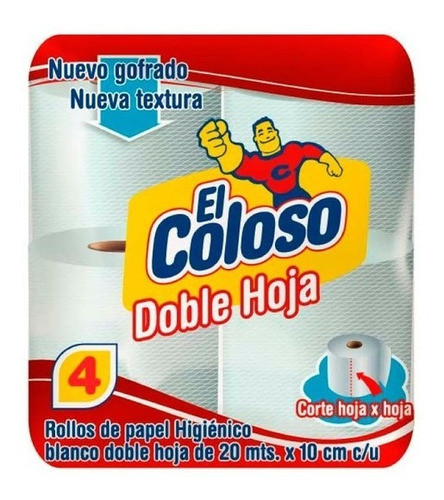 Papel Higiénico El Coloso 4 Un Por 20 Metros D/ Hoja (6332) 0