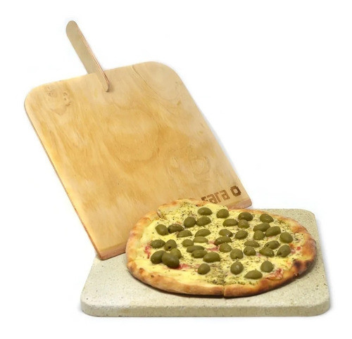 Combo Pizza Piedra Refractaria + Pala De Madera Para Horno 0