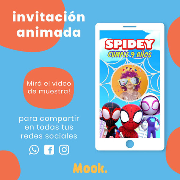 Spidey Spiderman Invitación Animada En Video Digital 1