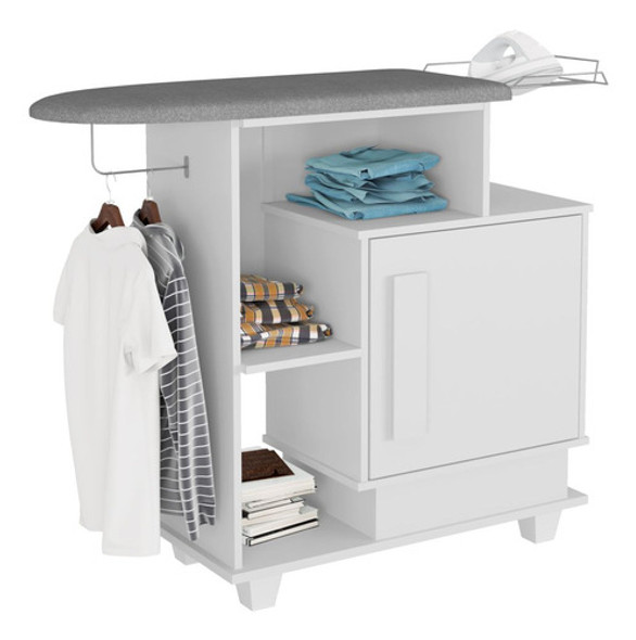 Tabua De Passar Roupa Multiúso Havaí Com Gabinete - Branco 0