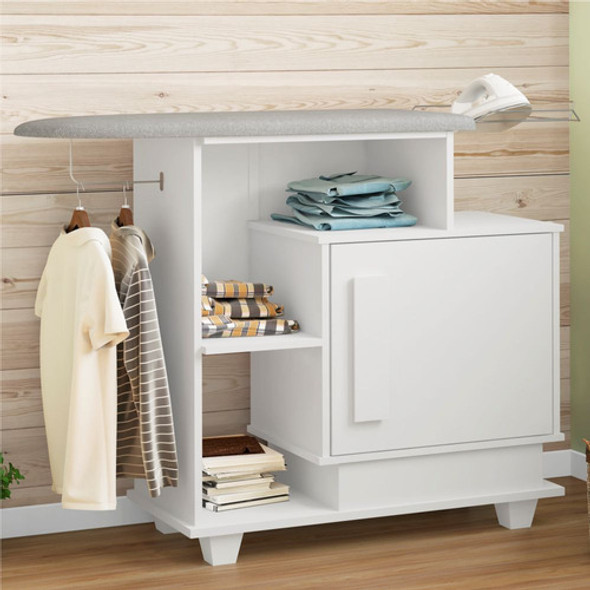 Tabua De Passar Roupa Multiúso Havaí Com Gabinete - Branco 1