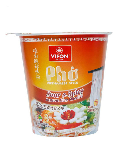 Cup Fideos De Arroz Instántaneos Sabor Agripicante Vifon 60g 0