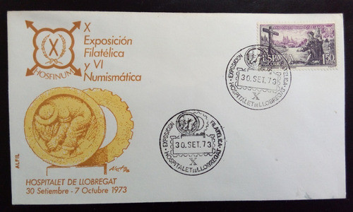 España, Sobre X Expo Filatélica Hospit Llobregat 1973 L15360 0