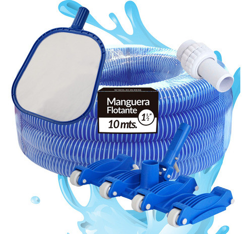 Kit Vulcano Limpieza Pileta: Manguera + Limpia Fondo + Acc. 0