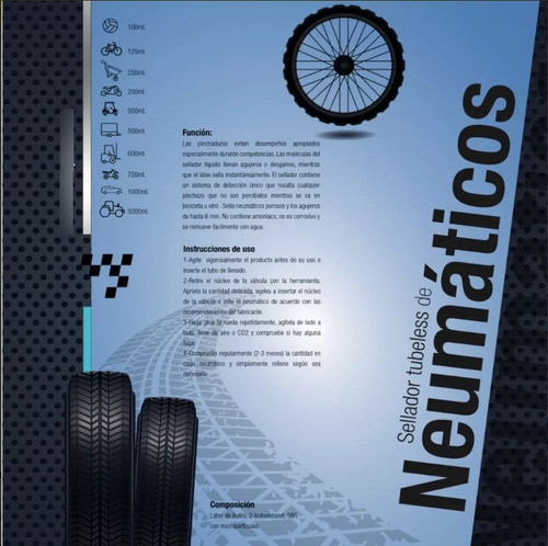 Sellador Antipinchaduras Tubeless De Neumaticos X 250ml 1