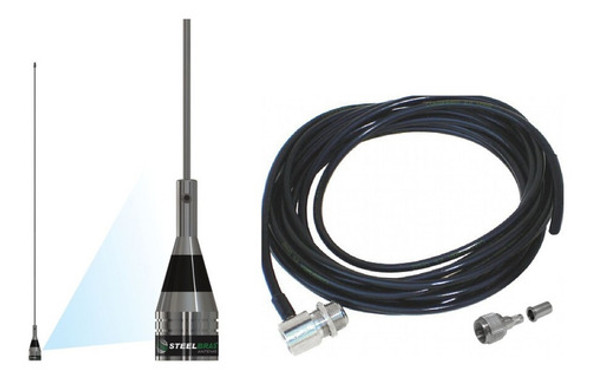 Antena Movel 1/4 Onda 2m Vhf Cabo 5,00m Conector Mini Ap9186 0