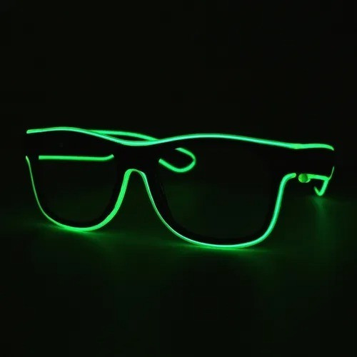 Lentes Gafas Con Luz De Neon Fluor Fiestas Nocturnas A Pilas 0