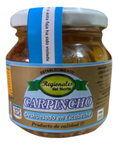 Carpincho En Escabeche X375g Regionales Del Norte 0