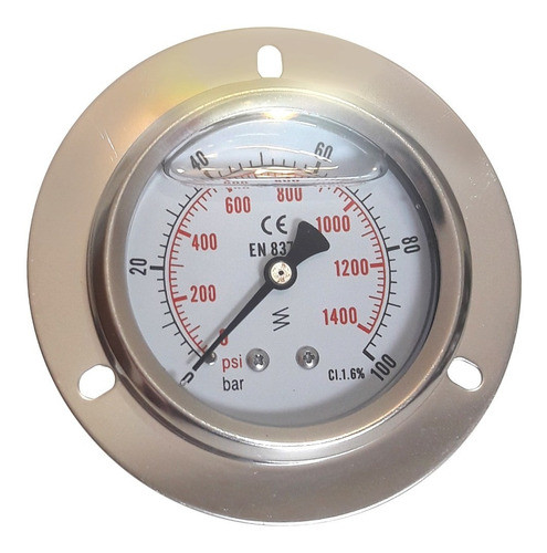 Manómetro Ø 63 Mm, Escala 0-100 Bar Rosca ¼ Npt Brida 0