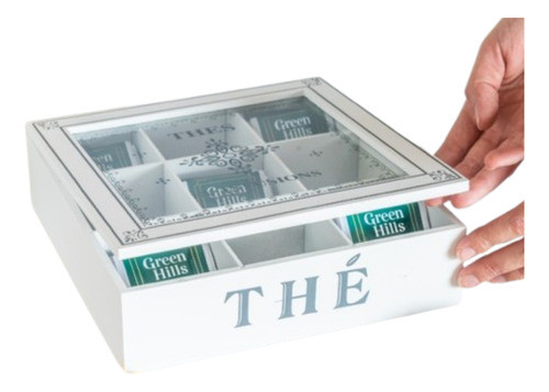 Caja De Té Madera The 9 Divisiones De 24x24x8cm 0