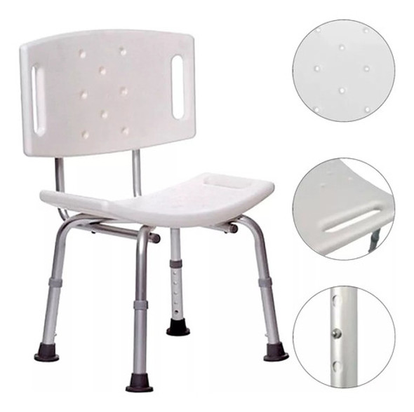 Cadeira Banco Banqueta Para Banho Ajustável Com Encosto 1