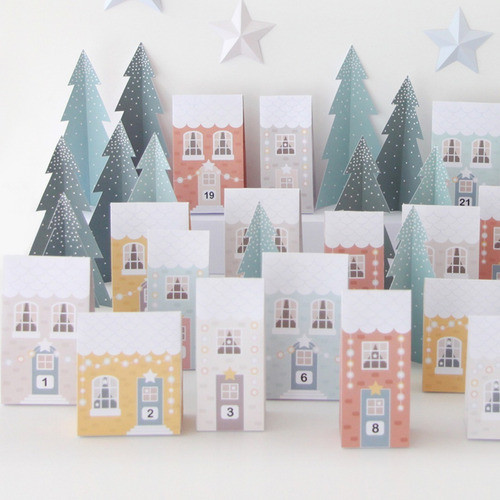 Calendario De Adviento Ciudad De Navidad Para Imprimir 1