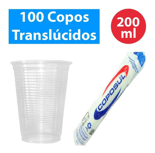 Copo Descartável P/ Água Refrigerante 200 Ml 100 Un Promoção 0