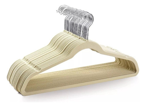 Perchas Terciopelo Adultos Beige X 20 Unidades 0
