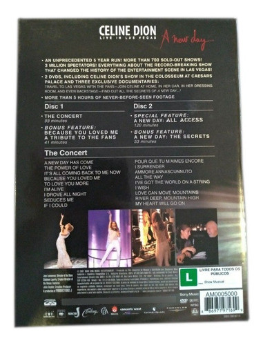 Dvd Duplo Celine Dion - Live In Las Vegas - A New Day 1
