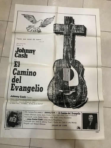 Antiguo Afiche De Cine Orig.con Johnny Cash- Envio 0
