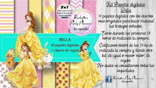 Papeles Fondos Digitales Bella Kit Imprimibles 1