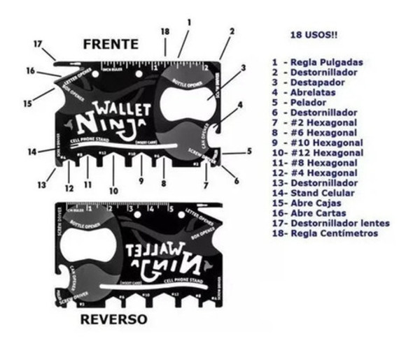 Tarjeta Herramienta 18 En 1  Ninja Wallet Multiuso Calidad 1