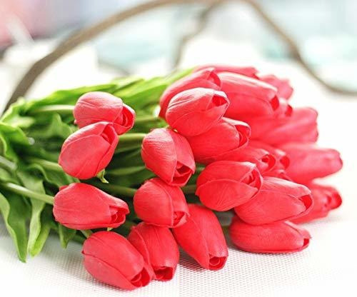 Joejisn 30pcs Tulipanes Artificiales Flores Tacto Real Tulip 1
