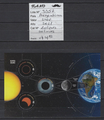 Lote3357 Argentina 240p Año 2021 Mint Eclipses Solares 1