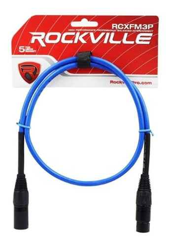Rockville Rcxfm3p-bl Azul 3' Hembra A Macho Rean Xlr Cable D 1