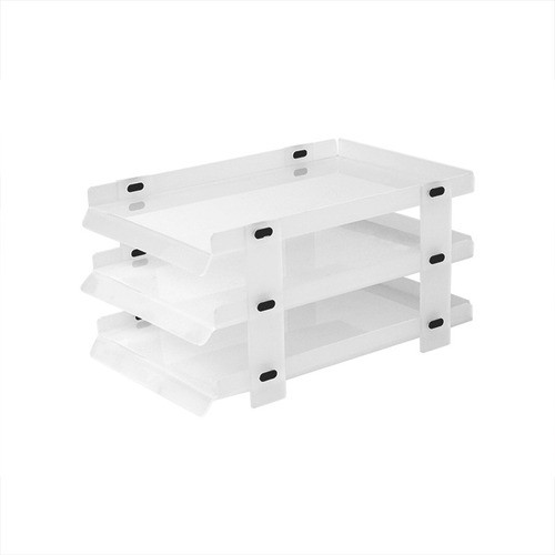 Organizador De Papel De Mesa Branco 3 Andares - Folha A4 0