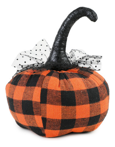 Abóbora Decorativa Halloween Xadrez Tule Un 0