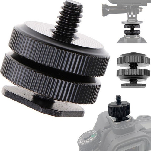 Adaptador Sapata Parafuso 1/4 Câmera Dslr Flash Luz Gopro 0