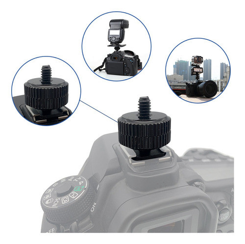 Adaptador Sapata Parafuso 1/4 Câmera Dslr Flash Luz Gopro 1