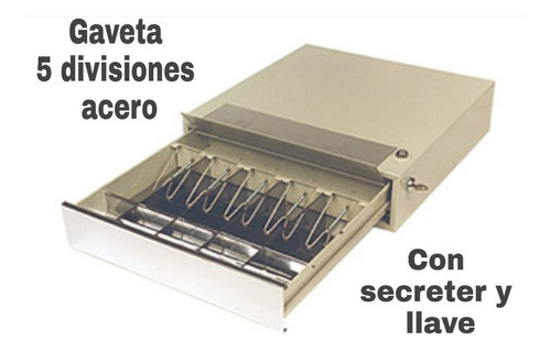 Caja Para Cobrar Plata 5 Divisiones Acero Con Secreter 0