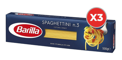 Fideos Barilla Spaghettini Nº 3 500 Gr Origen Italia Pack X3 0