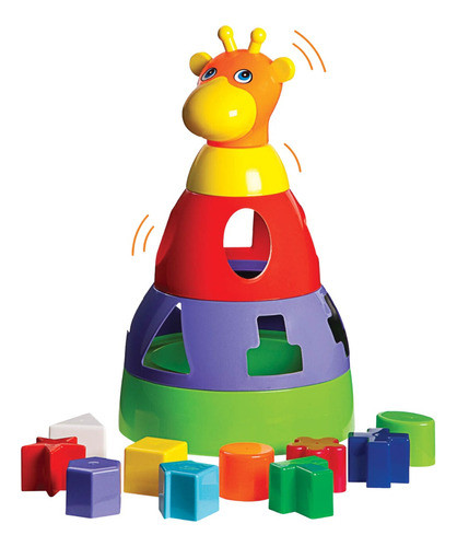 Brinquedo Montar Didático Bebê 1 Ano Idade Encaixe Girafa 0