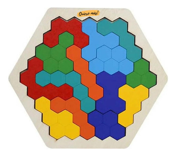 Puzzle Tetris De Madera Hexagonal Didáctico Ingenio 1