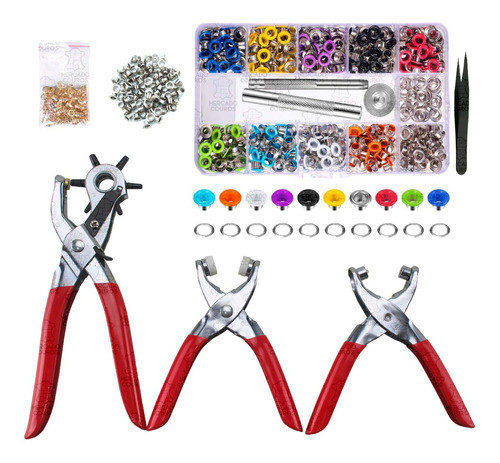 Kit 3 Alicates Aplicador Ilhós E Botão + 400 Ilhós 54º Color 0