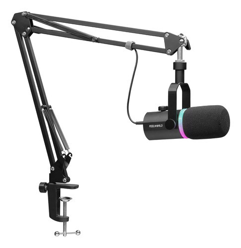 Feelworld Pm1 Xlr Usb Micrófono Dinámico Con Soporte De Braz 0