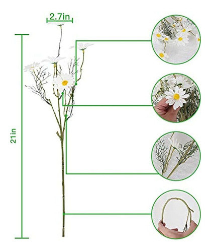 Amyhomie Flores Artificiales, 10 Piezas De Margaritas De Sed 1