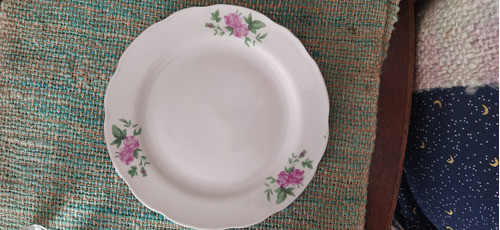 6 Platos Lunch Década 80 Porcelana, Uno Con Detalle 0