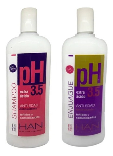 Combo Han Extra Ácido Ph3.5 Shampoo + Enjuague 500ml 0