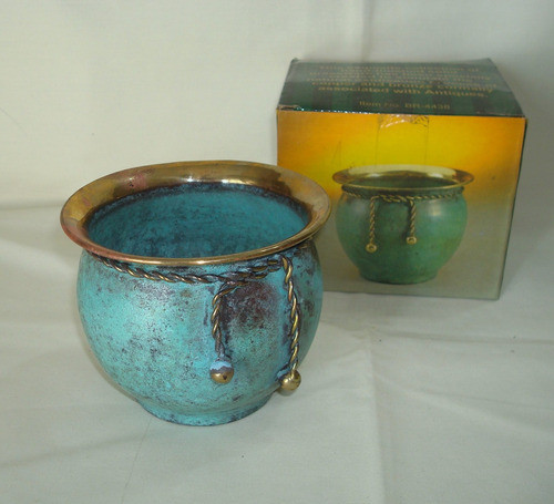 Vasija De Bronce Patinada. Made In India 1