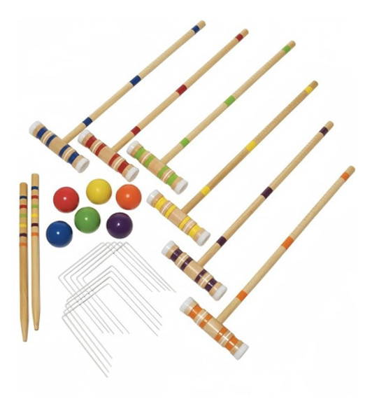 Juego De Croquet Para 6 Jugadores, Con 6 Palos Y Bolas De Co 1 Juego De Croquet Para 6 Jugadores, Con 6 Palos Y Bolas De Co 1