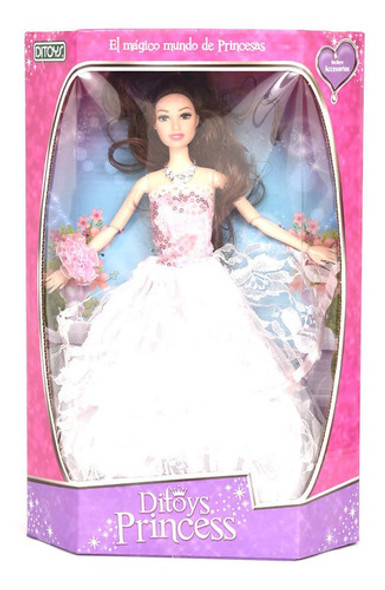 Muñeca Princess Doll Vestido Blanco Morocha 0