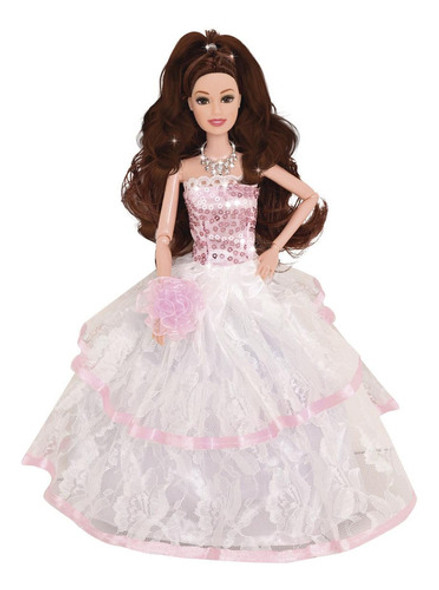 Muñeca Princess Doll Vestido Blanco Morocha 1