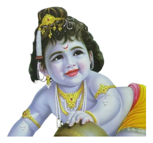 Pôster Gravura Imagem Papel Divindade Hindu Krishna Bebê P 0