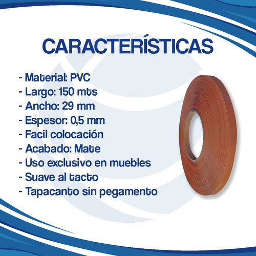 Tapacanto Pvc Abs 29x0,50 Mm Peral X 150 Mts Roal Muebles * 1