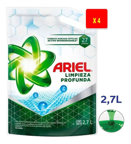 Jabón Liquido Para La Ropa Ariel Expert X 4 Unidades 0