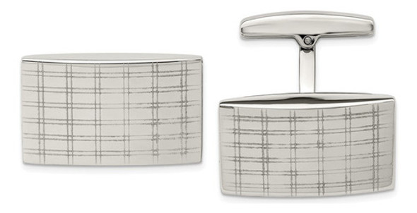 Cufflinks Chisel Em Aço Inoxidável Polido Com Design A Laser 0